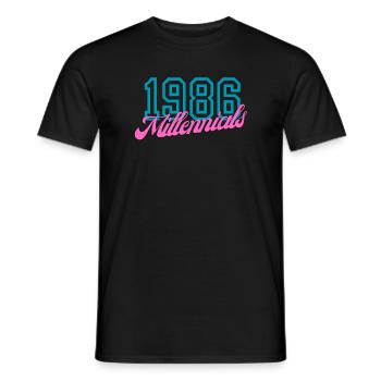 1986 Millennials Retro Numerisches Design - Männer T-Shirt - Schwarz - Vorne - AI Model Male 178 light (178cm)
