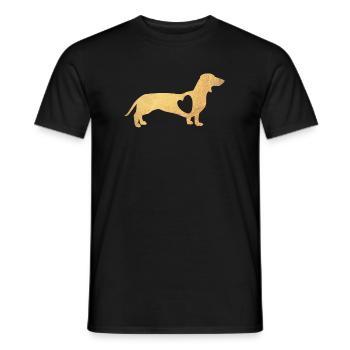 Herz Dackel Gold Hund Liebe Fan Gassi Wauwau Love - Männer T-Shirt - Schwarz - Vorne - AI Model Male 178 light (178cm)