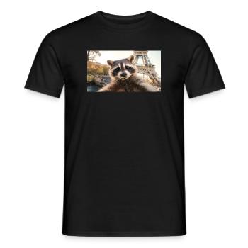 Raton laveur à Paris - T-shirt homme - noir - Devant - AI Model Male 178 light (178cm)