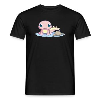 Kleiner rosa Salamander am Ufer - Männer T-Shirt - Schwarz - Vorne - AI Model Male 178 light (178cm)
