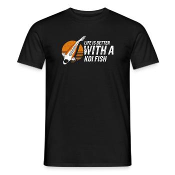 La vie est meilleure avec un étang positif pour les poissons koi - T-shirt homme - noir - Devant - AI Model Male 178 light (178cm)