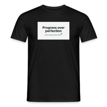 Typography_design_text_progress_over_perfectio - T-shirt homme - noir - Devant - AI Model Male 178 light (178cm)