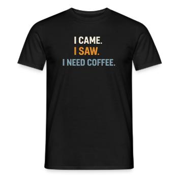 JE SUIS VENU. J’AI VU. J’AI BESOIN D’UN CAFÉ. Café pour les introvertis - T-shirt homme - noir - Devant - AI Model Male 178 light (178cm)