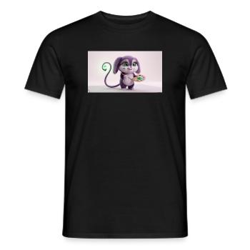Cute Fluffy Creature Artist with Paint Palette and - Männer T-Shirt - Schwarz - Vorne - AI Model Male 178 light (178cm)