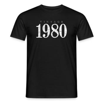 Né en 1980 (Vintage White) Anniversaire - T-shirt homme - noir - Devant - AI Model Male 178 light (178cm)