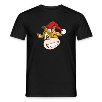 Weihnachtliche Giraffe mit Weihnachtsmütze - Männer T-Shirt - Schwarz - Vorne - AI Model Male 178 light (178cm)
