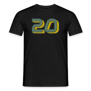 20. 20 JAHRE. 20-JÄHRIGES JUBILÄUM. 20-JÄHRIGES JUBILÄUM. - Männer T-Shirt - Schwarz - Vorne - AI Model Male 178 light (178cm)