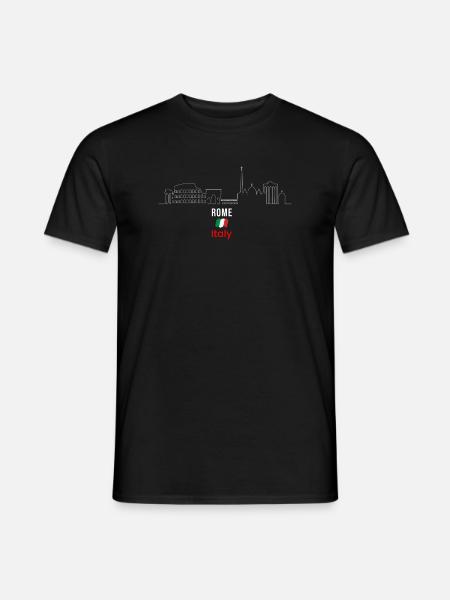 Rome skyline line art Italy flag - Men's T-Shirt - black