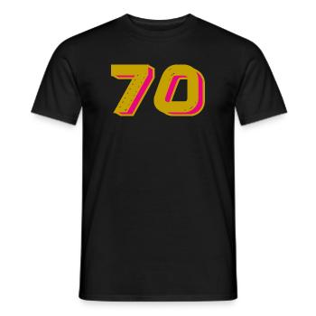 70. 70 YEARS. 70th ANNIVERSARY. 70 YEARS ANNIVERSARY. - Men's T-Shirt - black - Front - AI Model Male 178 light (178cm)