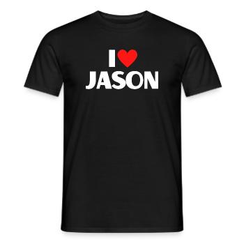 I love Jason Rotes Herz Romantischer Name Fan - Männer T-Shirt - Schwarz - Vorne - AI Model Male 178 light (178cm)