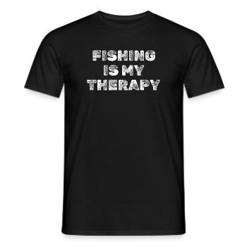 Angler Grunge Design – La pêche est ma thérapie - T-shirt homme - noir - Devant - AI Model Male 178 light (178cm)
