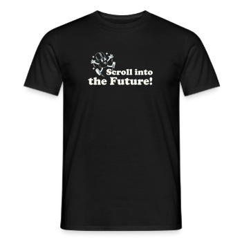Scroll Into The Future – Retro Nerd Mouse Saying - Men's T-Shirt - black - Front - AI Model Male 178 light (178cm)