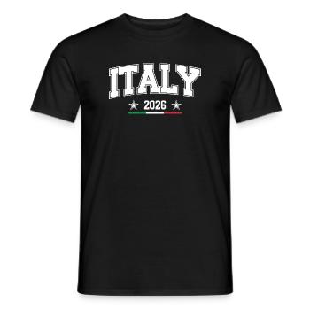 Italie 2026 en lettres imposantes et drapeau - T-shirt homme - noir - Devant - AI Model Male 178 light (178cm)