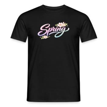 Spring lettering with flowers - Men's T-Shirt - black - Front - AI Model Male 178 light (178cm)