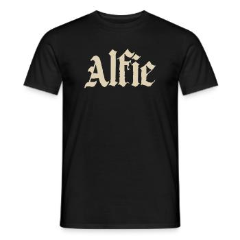Alfie in Gothic Serif - Men's T-Shirt - black - Front - AI Model Male 178 light (178cm)