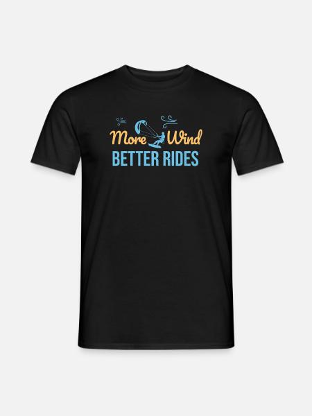 More Wind Better Rides – Kitesurfing T-Shirt - Männer T-Shirt - Schwarz