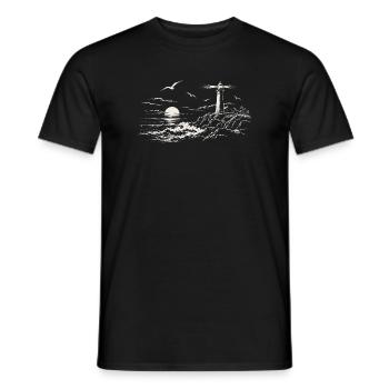 Leuchtturm am Abendmeer - Männer T-Shirt - Schwarz - Vorne - AI Model Male 178 light (178cm)