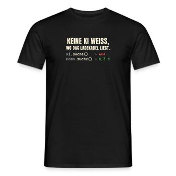 Keine KI weiß, wo das Ladekabel liegt – Mama schon - Männer T-Shirt - Schwarz - Vorne - AI Model Male 178 light (178cm)