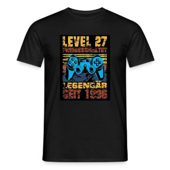 LEVEL 27, 27. Geburtstag, Legendär seit 1996 - Männer T-Shirt - Schwarz - Vorne - AI Model Male 178 light (178cm)