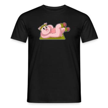 Entraînement abdominal Porc Bodybuilding - T-shirt homme - noir - Devant - AI Model Male 178 light (178cm)