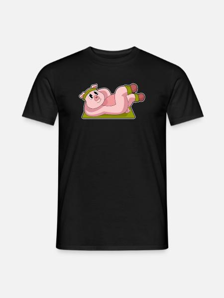 Pig Abdominal Workout Bodybuilding - Men's T-Shirt - black