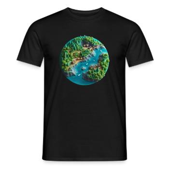 River in the forest - Men's T-Shirt - black - Front - AI Model Male 178 light (178cm)