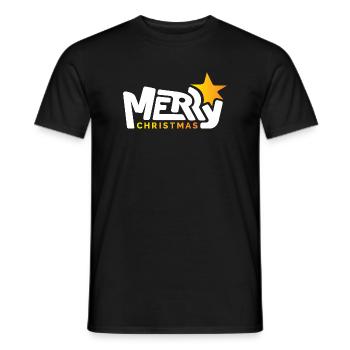 merry christmas font font graffiti star xmas - Men's T-Shirt - black - Front - AI Model Male 178 light (178cm)