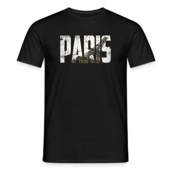 Paris en Lettres avec Tour Eiffel - T-shirt homme - noir - Devant - AI Model Male 178 light (178cm)
