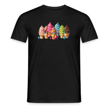 Add a sweet touch with these colorful ice cream motifs - Men's T-Shirt - black - Front - AI Model Male 178 light (178cm)