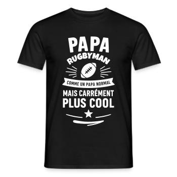 Papa rugbyman – plus cool qu’un papa normal - T-shirt homme - noir - Devant - AI Model Male 178 light (178cm)