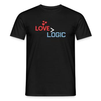 L’amour plus grand que la conception logique - T-shirt homme - noir - Devant - AI Model Male 178 light (178cm)