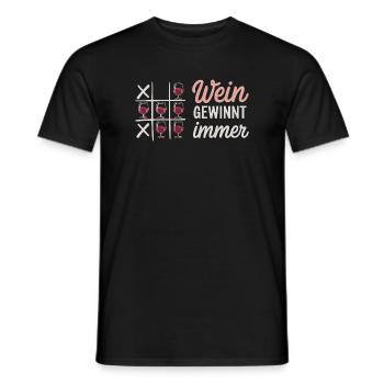 Wine Always Wins Tic Tac Toe Saying For - Men's T-Shirt - black - Front - AI Model Male 178 light (178cm)