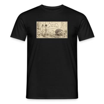 Bus im Wald: Igel trifft Streichholzduo - Männer T-Shirt - Schwarz - Vorne - AI Model Male 178 light (178cm)
