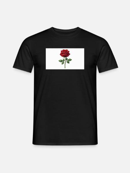 Rote Rose mit Tau-Tropfen - Männer T-Shirt - Schwarz