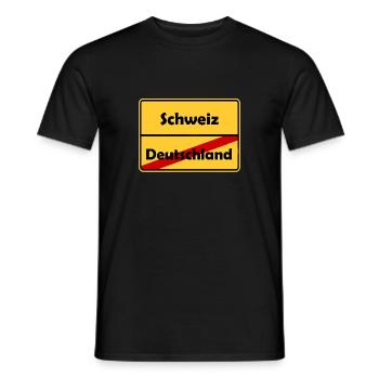 Schweiz Auswandern! Im Ortsschild Desing! - Männer T-Shirt - Schwarz - Vorne - AI Model Male 178 light (178cm)