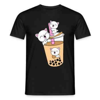 Boba Tee Bubble Tea Katze Kätzchen - Männer T-Shirt - Schwarz - Vorne - AI Model Male 178 light (178cm)