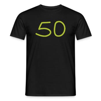 50.Geburtstag fünfzig Zahl grün - Männer T-Shirt - Schwarz - Vorne - AI Model Male 178 light (178cm)