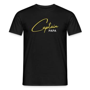 Capitaine Papa — lettrage jaune - T-shirt homme - noir - Devant - AI Model Male 178 light (178cm)
