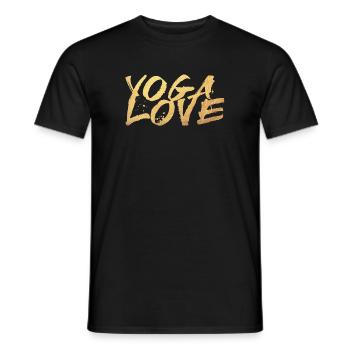 Yoga Love Gold Meditation Handwriting Graffiti om - Men's T-Shirt - black - Front - AI Model Male 178 light (178cm)