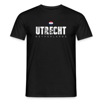 Utrecht Distressed City Letters - Men's T-Shirt - black - Front - AI Model Male 178 light (178cm)