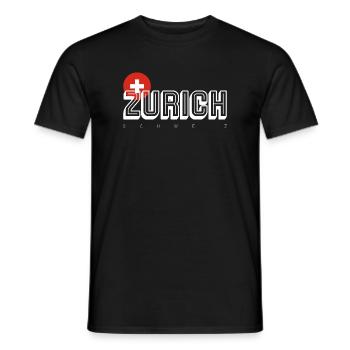 Zurich Wordmark with Swiss Crest - Men's T-Shirt - black - Front - AI Model Male 178 light (178cm)