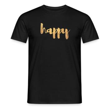 Happy Gold Happy Happiness Police cursive de luxe - T-shirt homme - noir - Devant - AI Model Male 178 light (178cm)