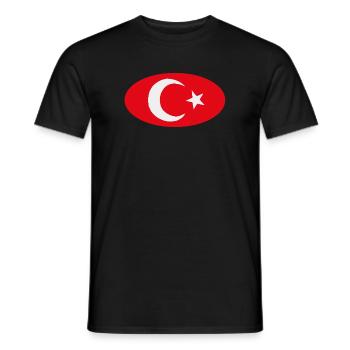 Drapeau Turkiye Turc Ovale - T-shirt homme - noir - Devant - AI Model Male 178 light (178cm)