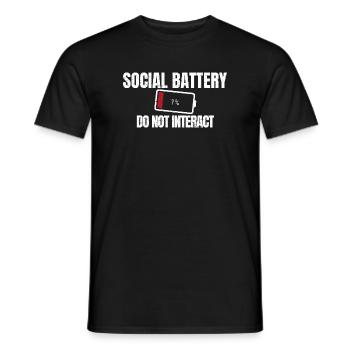 Social Battery 1% Funny Introvert Vibe - Men's T-Shirt - black - Front - AI Model Male 178 light (178cm)