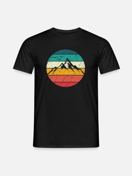 Berge Retro Berg Vintage Wandern Klettern Gebirge - Männer T-Shirt - Schwarz
