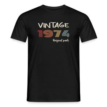 Original 1974 Vintage | Birthday present 1974 - Men's T-Shirt - black - Front - AI Model Male 178 light (178cm)