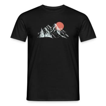 Purpurrote Sonne über schneebedeckten Gipfeln - Männer T-Shirt - Schwarz - Vorne - AI Model Male 178 light (178cm)