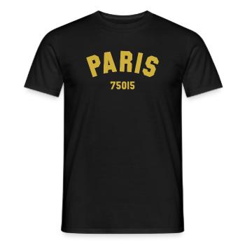 15e arrondissement de PARIS - T-shirt homme - noir - Devant - AI Model Male 178 light (178cm)