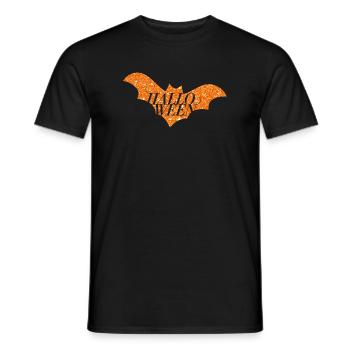 Silhouette de chauve-souris scintillante orange d’Halloween - T-shirt homme - noir - Devant - AI Model Male 178 light (178cm)