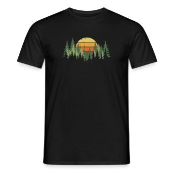 Forest Sunset Nature Trees Hiking Camping - Men's T-Shirt - black - Front - AI Model Male 178 light (178cm)